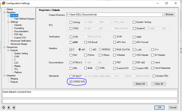 CMSIS-SVD in the Configuration Setting window